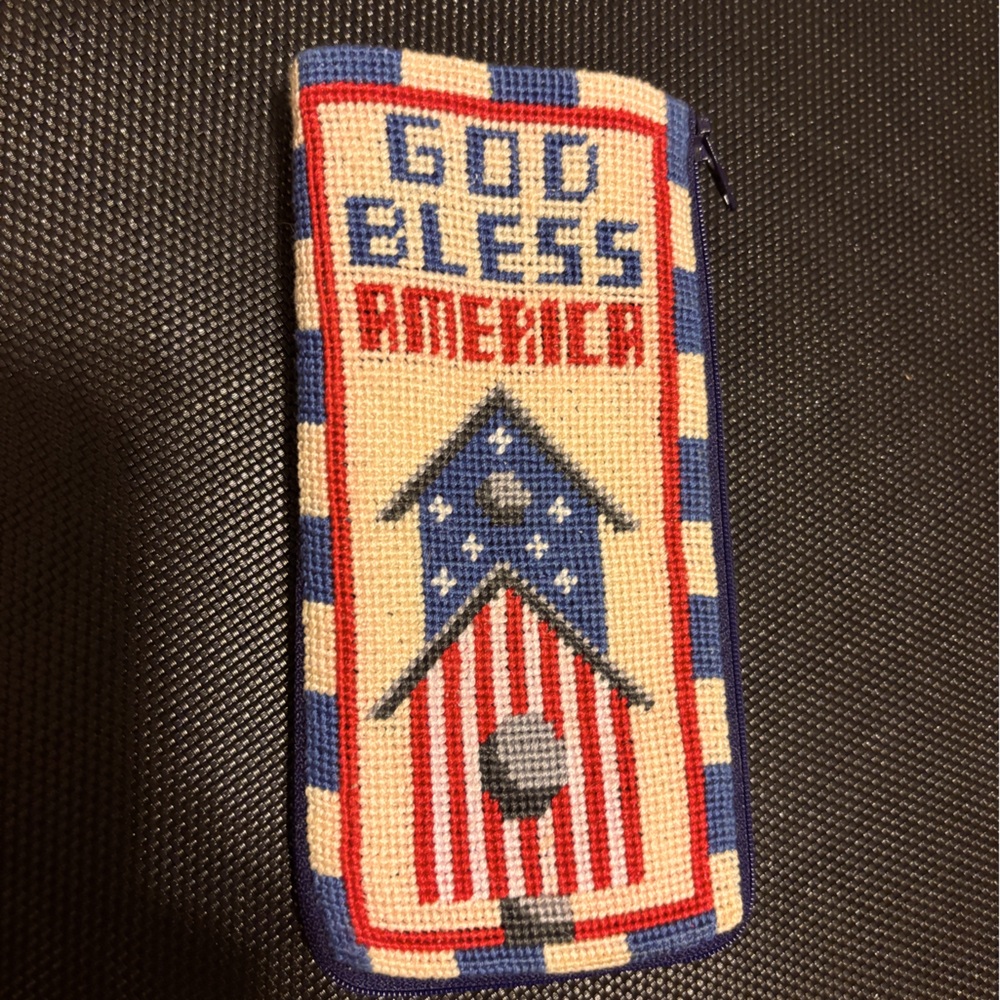 Eye Glasses case God Bless America Needlepoint